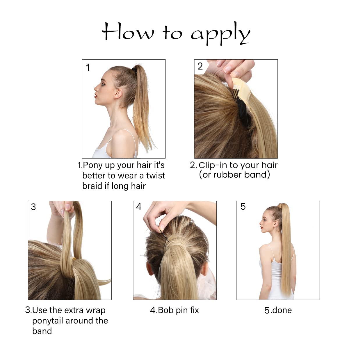Ash Medium Brown/Ash Blonde Ponytail Hair Extension