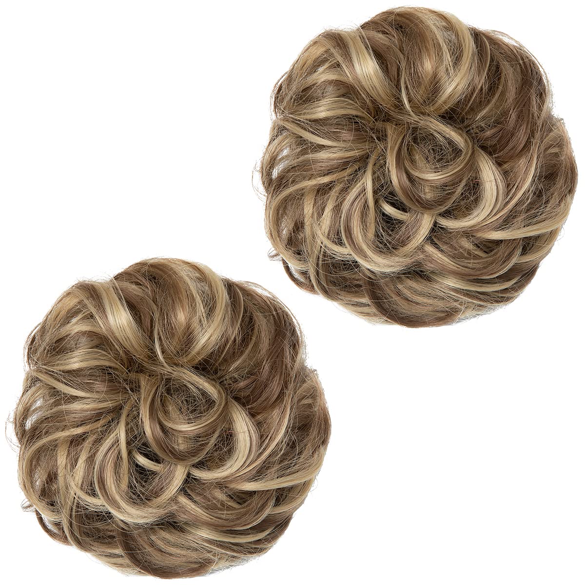 Ash Medium Brown/Ash Blonde Hair Buns (2 Pieces)