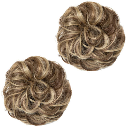 Ash Medium Brown/Ash Blonde Hair Buns (2 Pieces)