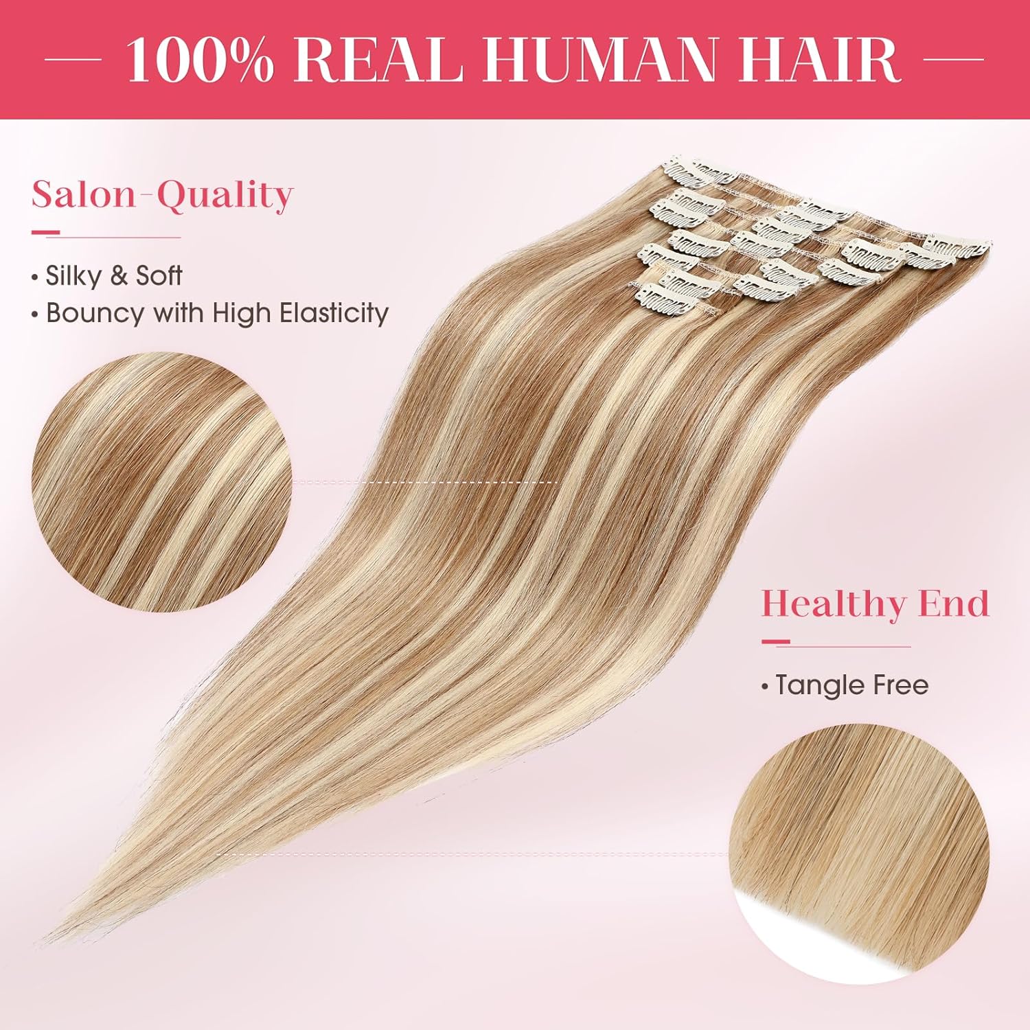 Light Brown/Bleach Blonde Clip-In Hair Extensions