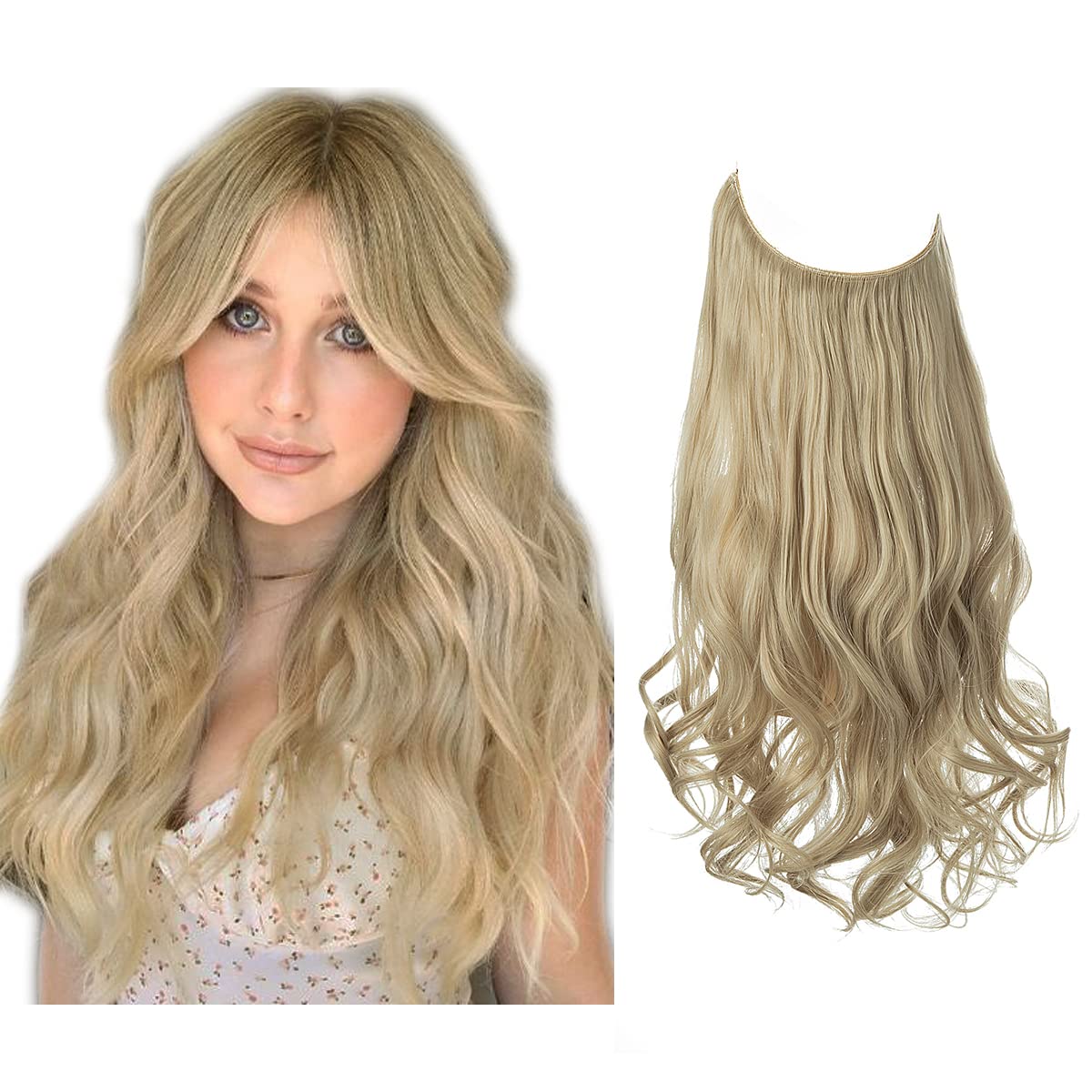 Pale Ash Blonde Halo Hair Extensions
