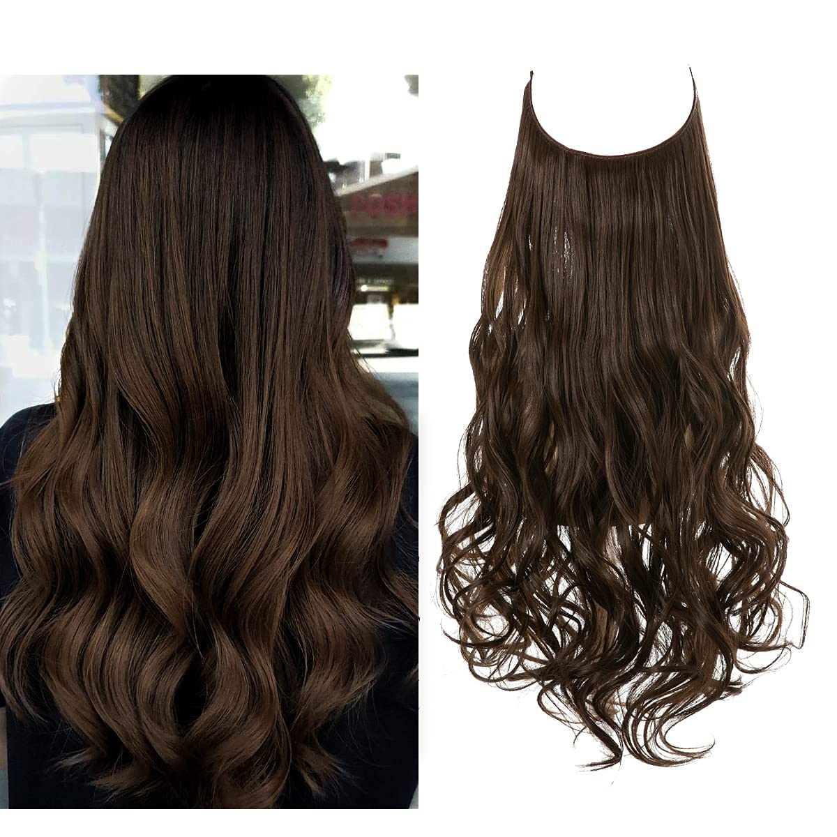 Ash Medium Brown Halo Hair Extensions